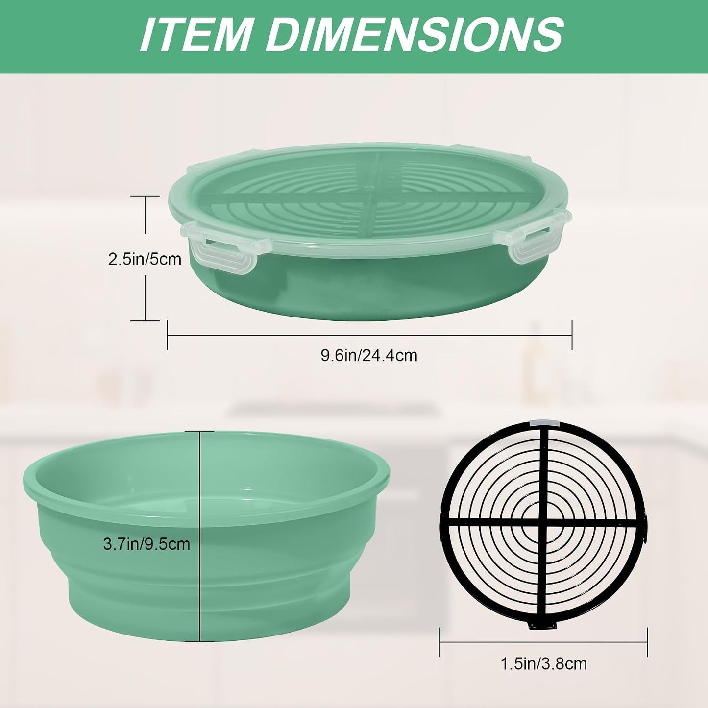 FJNATINH Collapsible Batter Bowl - Mess Free Better Breader Shaker Bowl with Lid Breading Shaker Container for Fried Fish, Fried Chicken, Onion Rings & More,No Leak,Easy to Store,Light Blue