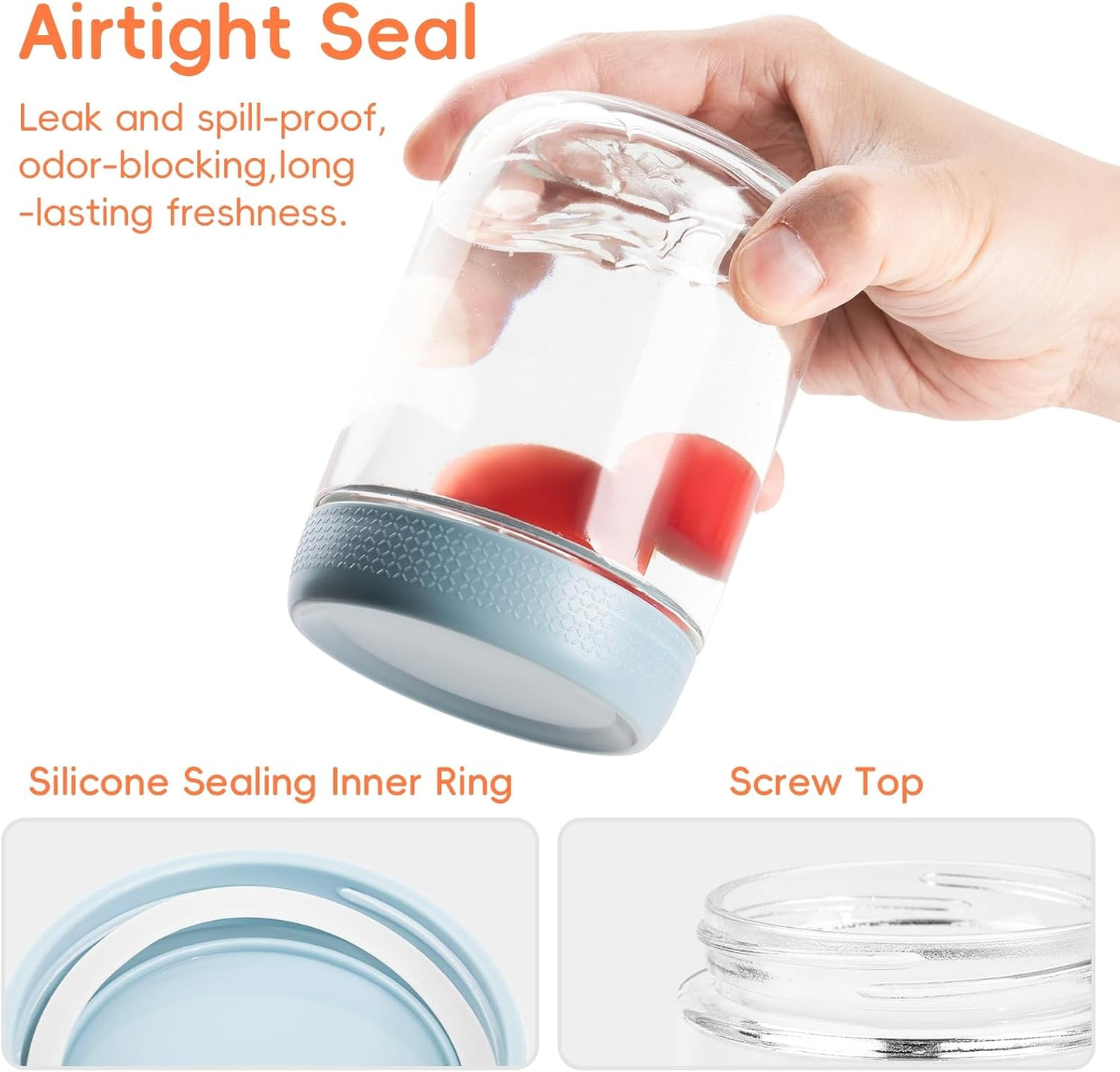 Gemice 6-Pack 10oz Glass Mason Jars with Silicone Sleeves, Airtight BPA-Free Overnight Oats Containers with Lids, Dishwasher Safe Leak-Proof Meal Prep Jars for Chia Pudding, Yogurt, Snacks