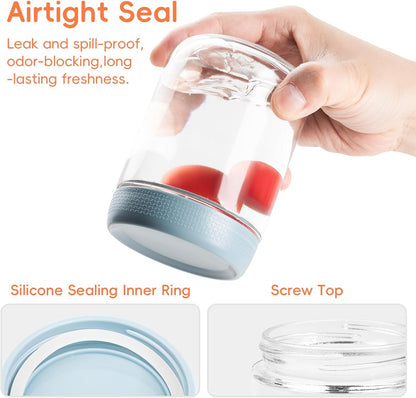 Gemice 6-Pack 10oz Glass Mason Jars with Silicone Sleeves, Airtight BPA-Free Overnight Oats Containers with Lids, Dishwasher Safe Leak-Proof Meal Prep Jars for Chia Pudding, Yogurt, Snacks