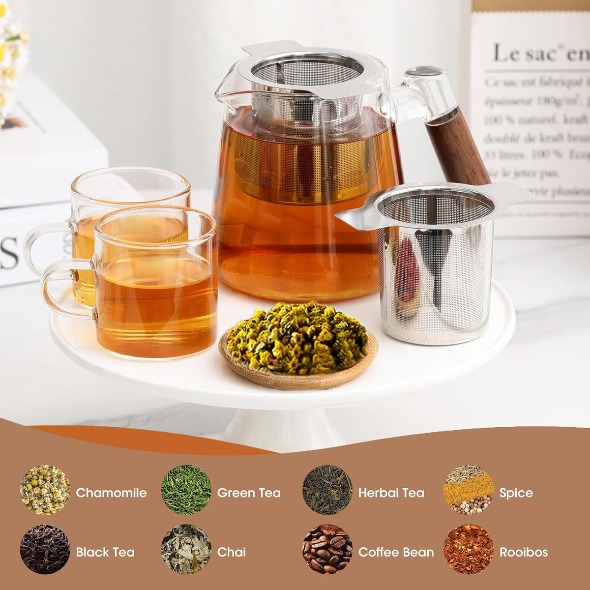 Extra Fine Mesh Tea Infuser Large Capacity Tea Strainer for Loose Leaf Tea