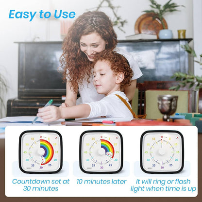 Yunbaoit Rainbow Visual Timer for Kids, 60-min Countdown Timer, Blue
