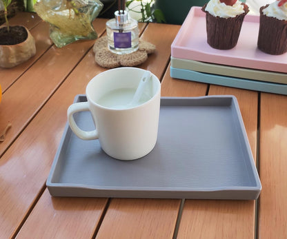 White Serving Tray (13.5 x 9.6 inch) for Serving Accessory, Elegant & Stackable Plastic Tray for Spa, Coffee, Drinks, Tea, Bar, Party, Seasoning, Perfume and Display Use.