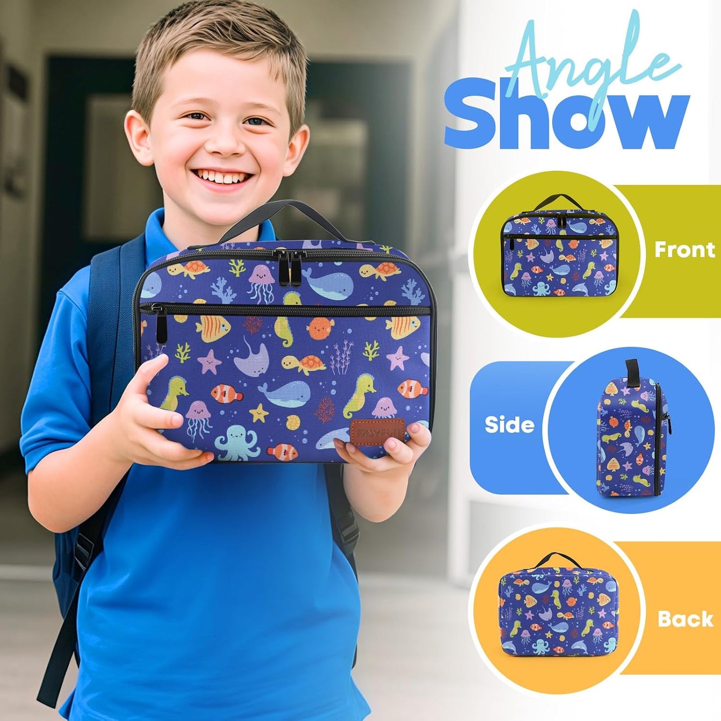 Lunch Box Kids, Lunch Bags for Women Men, Insulated Cooler Reusable Cute Lunch Containers for Boy & Girls, Adults Leak Proof Large Lunch Tote Bags for School, Work, Travel, Picnic Outdoor and Beach