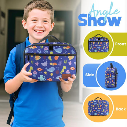 Lunch Box Kids, Lunch Bags for Women Men, Insulated Cooler Reusable Cute Lunch Containers for Boy & Girls, Adults Leak Proof Large Lunch Tote Bags for School, Work, Travel, Picnic Outdoor and Beach