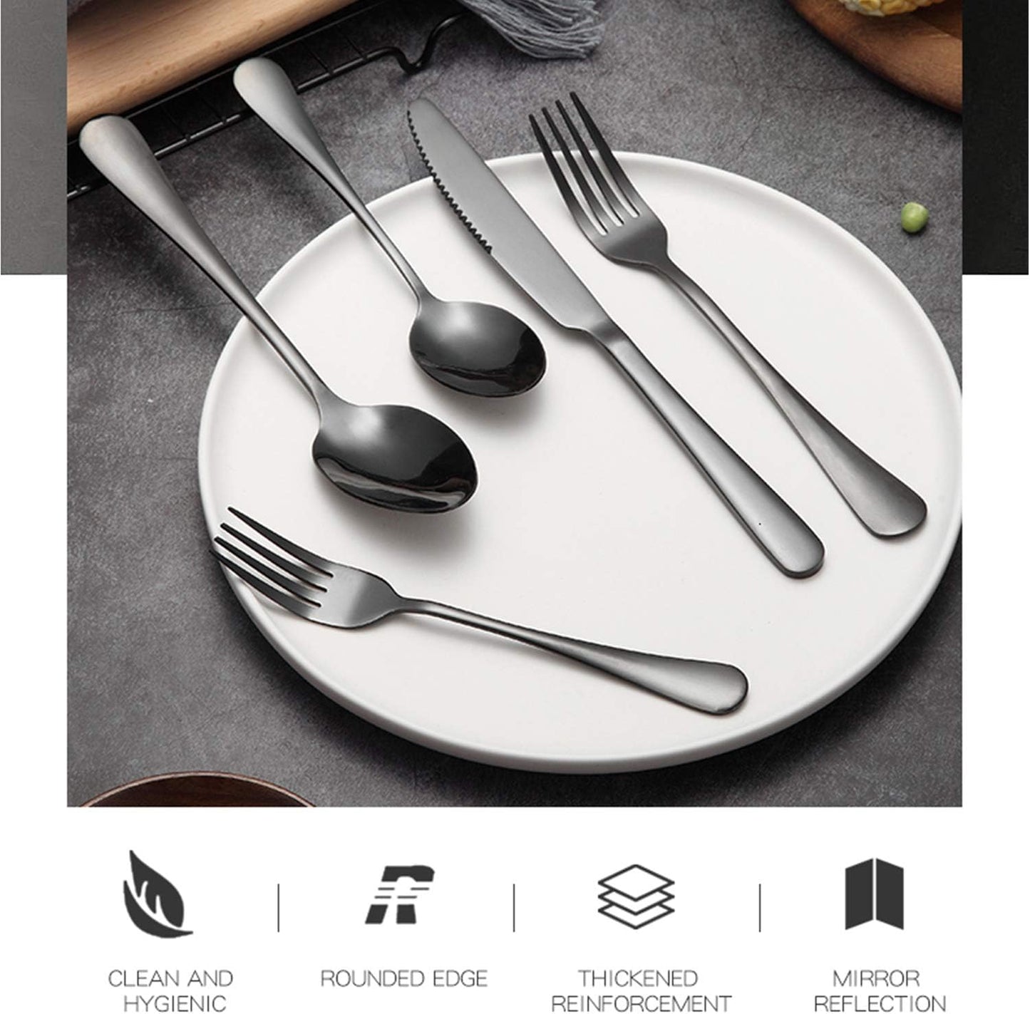 Portable Travel Utensils Set, 18/8 Stainless Steel 3 PCS Cutlery Set Including Knife Fork and Spoon, Reusable Travel Silverware Set with Case for Lunch Box Camping School Office