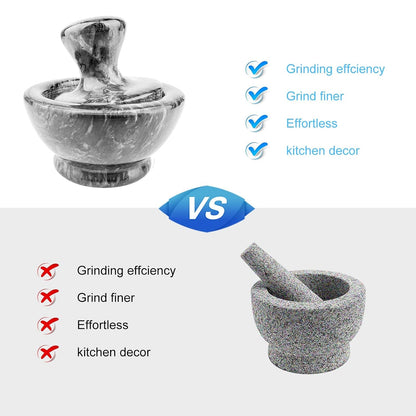 Mortar and Pestle Set, Marble Grinder for Pills Herbs Spices, 4", 1/2 Cup