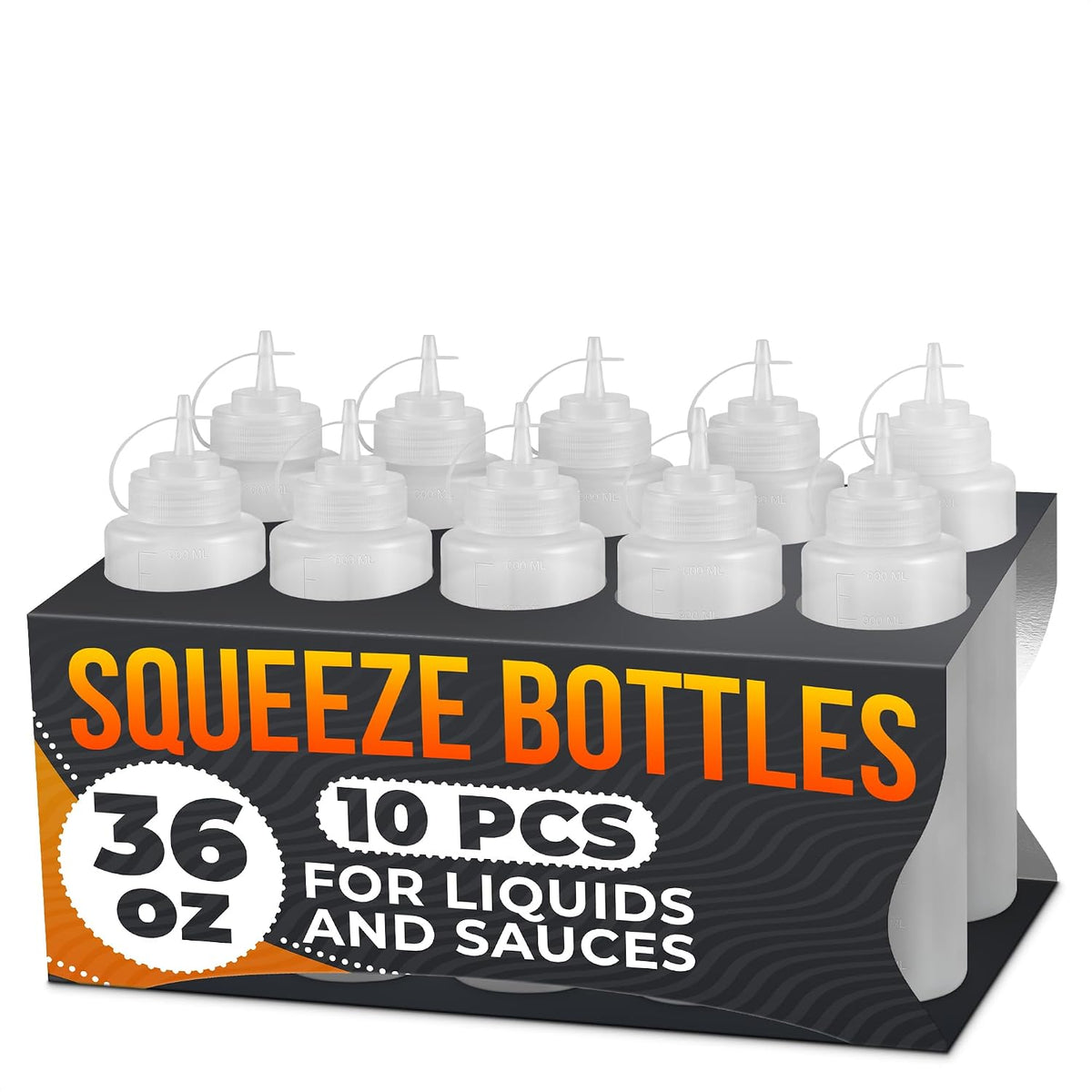BURIUS Inverted Condiment Squeeze Bottles 16 oz for Sauces, Honey