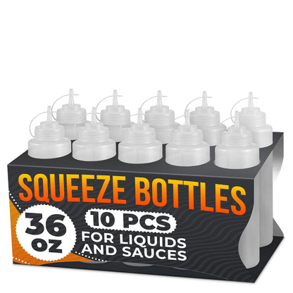BURIUS Inverted Condiment Squeeze Bottles 16 oz for Sauces, Honey