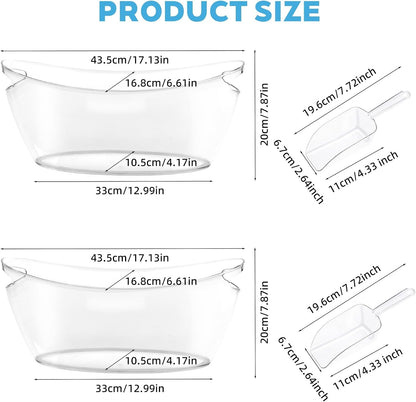 Ice Bucket 2 PCS for Parties 5.5 Liter Large Clear Champagne Beer Tub Mimosa Bar Supplies Kit Acrylic Plastic Wine Beverage Bucket with 2PCS Ice Bucket Scoop for Cocktail Bar& Mimosa Bar Supplies
