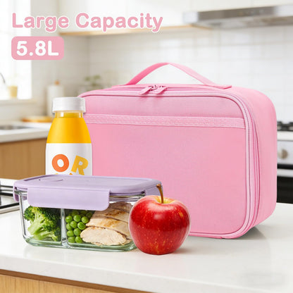 FlowFly Kids Lunch box Insulated Soft Bag Mini Cooler Back to School Thermal Meal Tote Kit for Girls, Boys, Black