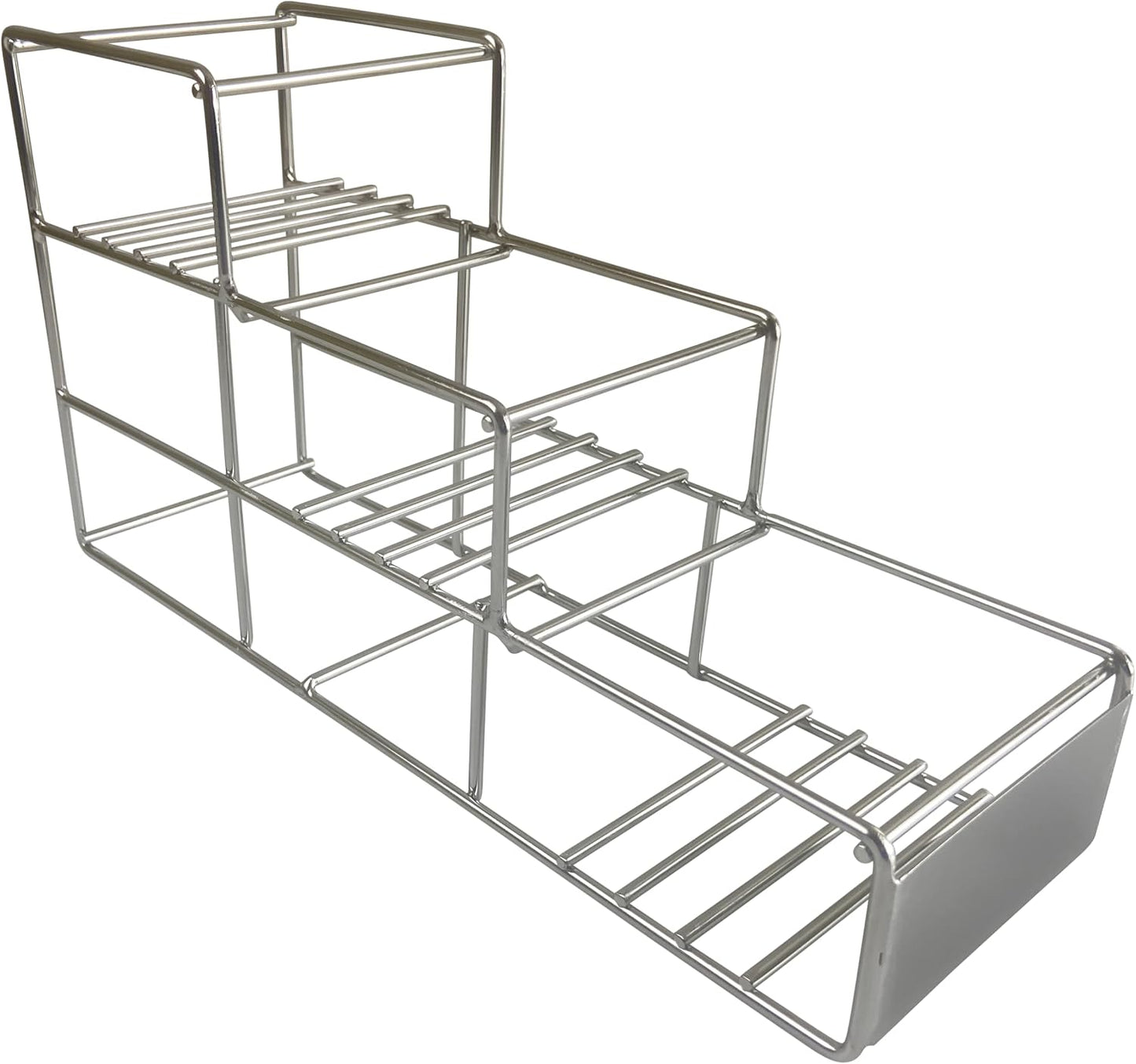 Rattleware Heavy-Duty 3-Slot Stainless Steel Syrup Bottle Rack (12.6” x 6.7” x 4”) - Organized, Bottle Rack for Baristas - Perfect for Your Bar Countertop
