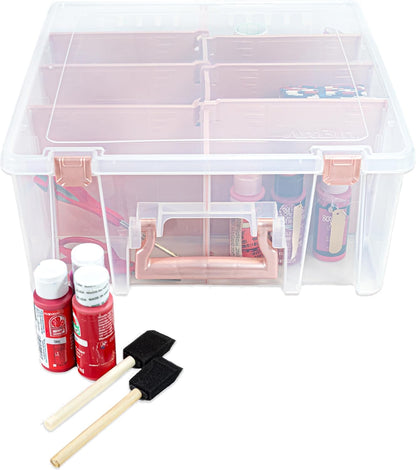 ArtBin 6990SO Super Satchel Double Deep Compartment Box - Art Storage with 8 Removable Compartments, Smart Closure for Craft Supplies (Gold - Pack of 1)