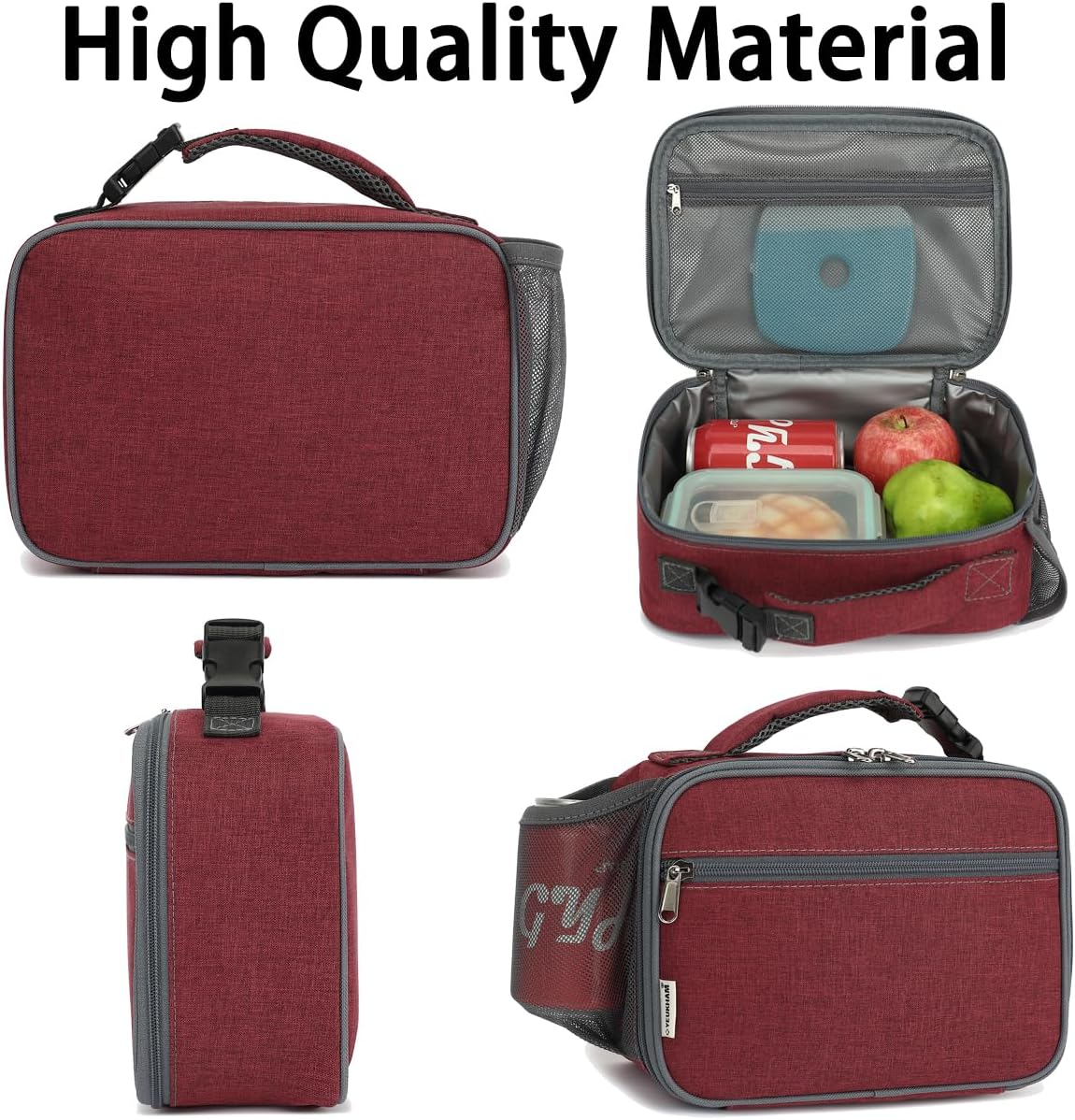 GYEUKHAM Insulated Lunch Box for School, Thermal Reusable Durable Freezable Lunch Bags for Kids Boys Girls Men Women - Small Soft Cooler Portable Lunch Tote Kit for Work Picnic Travel,Black