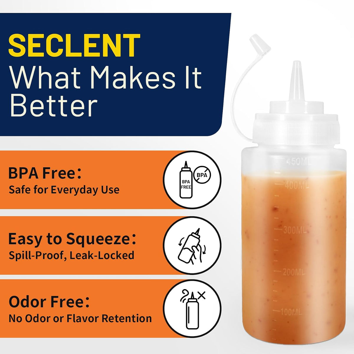 8oz Squeeze Bottles, Sauce Bottles, Squirt Bottle, Salad Dressing Bottle