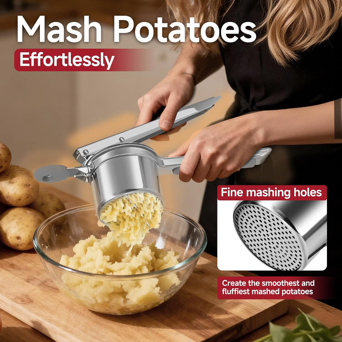 Potato Ricer for Mashed Potatoes-Stainless Steel 15oz