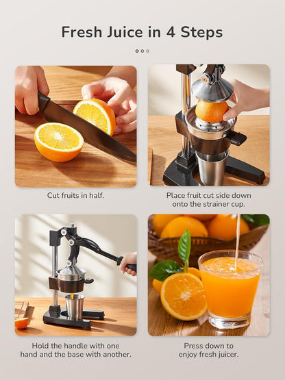 QCen Manual Citrus Juicer Cast Iron Heavy Duty Orange Press