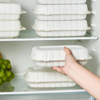 FULING [8x8-Inch, 50 Pieces, 3-Compartment Disposable To Go Box Containers, Plastic Clamshell Takeout Food Trays, Microwave Safe, Cut Resistantstable Hinged Lid, Hybrid Polypropylene, White