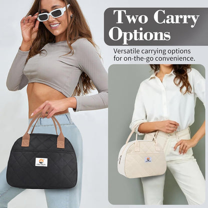 CaCTOUR Lunch Box for Women Girls Teens,Cute Lunch Box Cooler Bag, Portable Insulated Small Lunch Bag Women Reusable Corduroy Lunch Tote for Work/Travel/Picnic/School (Dog Green,Small)
