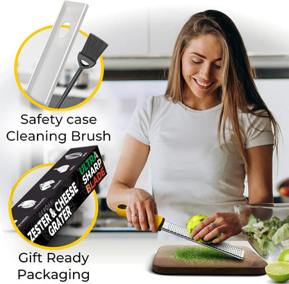 Stainless Steel Lemon Zester with Handle, Citrus Zester Grater for Cheese