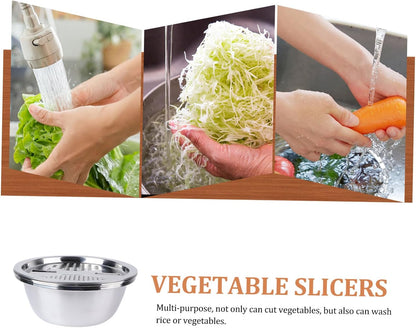 Stainless Steel Grater with Bowl Multiuse Strainer Shredder Slicer for Vegetable Prep Rice Washing Draining and Chopping Portable Kitchen Tool for Home