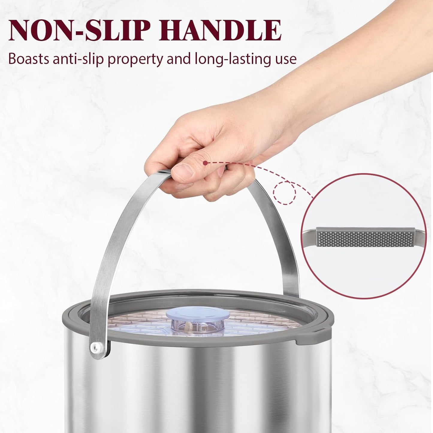 6.8L/7QT Insulated Ice Bucket with Lid & Scoop,Double-Wall Ice Bucket for Parties,Cocktail Bar(White)