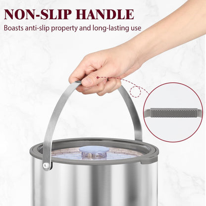 6.8L/7QT Insulated Ice Bucket with Lid & Scoop,Double-Wall Ice Bucket for Parties,Cocktail Bar(White)