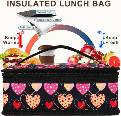 FlowFly Small Insulated Lunch box Portable Soft Bag Mini Cooler Thermal Meal Tote Kit with Handle for Work & School, Black