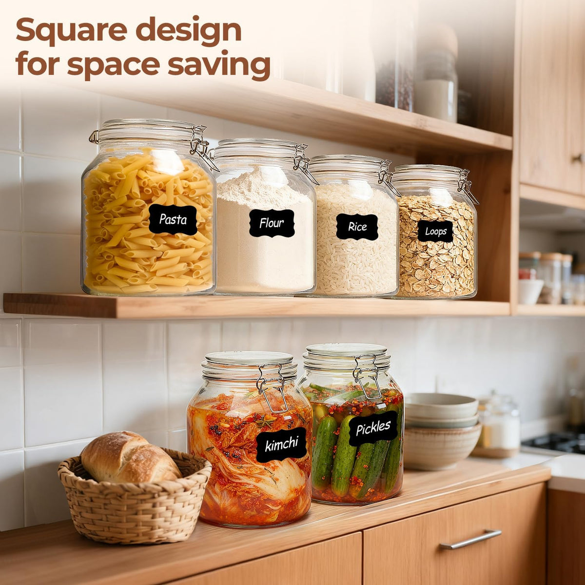 ComSaf Glass Pantry Jars with Airtight Lids 0.7 Gallon 2 Pack Wide Mouth | Flour sugar rice, Sourdough pickling, Pantry organization, Scoop included, Baking supplies, Bulk food storage, Large capacity