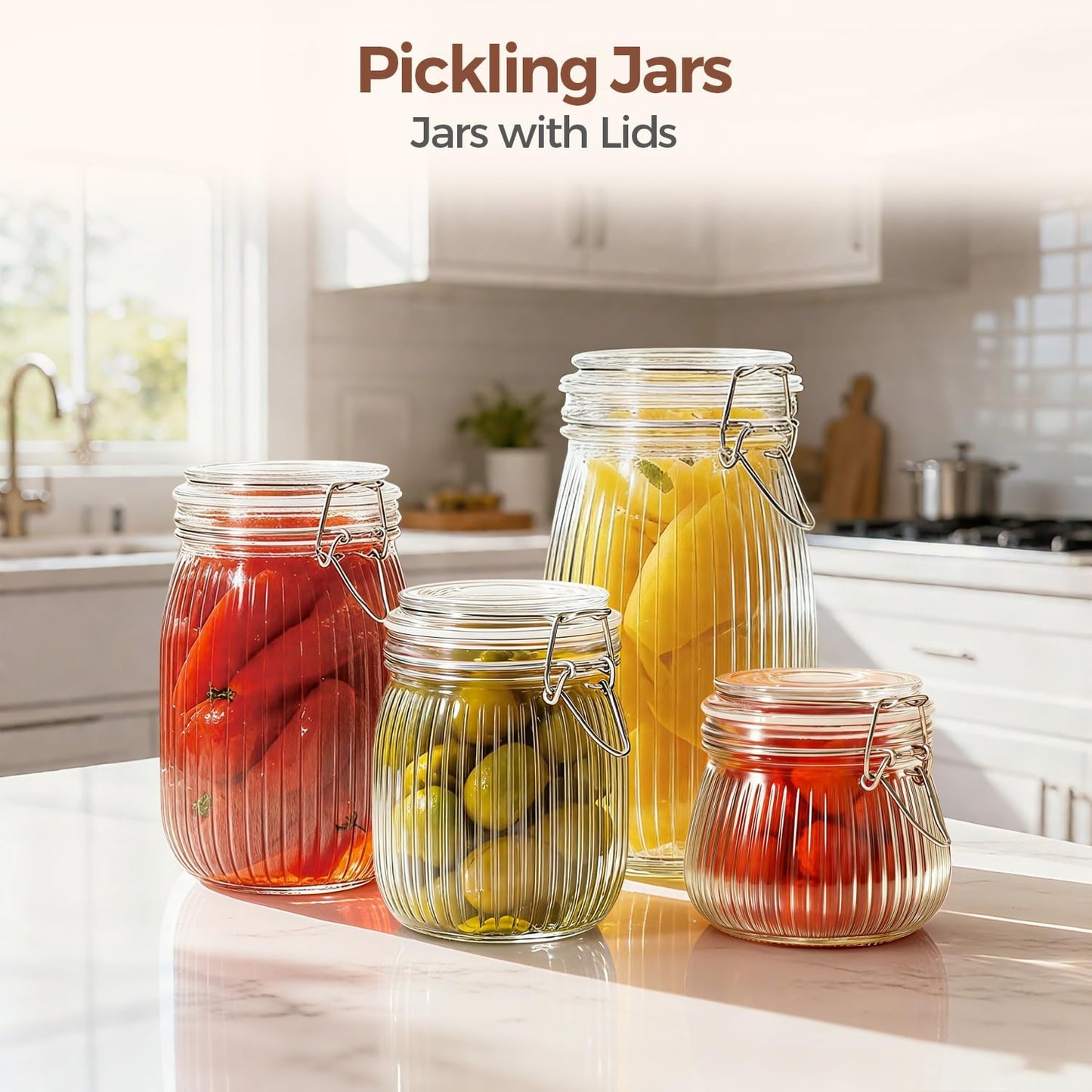 ComSaf 6-Pack 17oz Short Glass Jars for Drawers, Small Airtight Food Canisters for Spices, Nuts & Kids Snacks, Pint Sized Canning Jar Set for Jams, Pickles & Pantry Organization