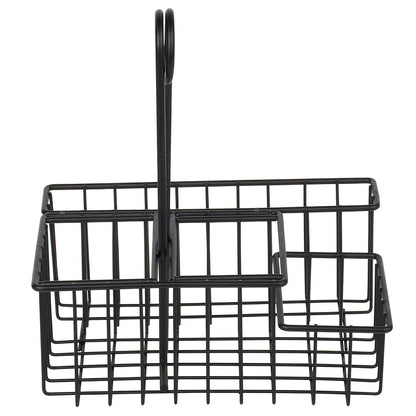 G.E.T. 4 Compartment Condiment Caddy, Teflon Coated, 8" x 6.5", Black (Pack of 12)
