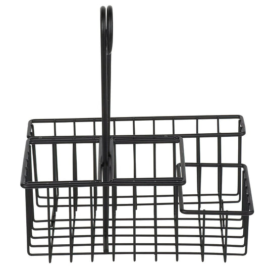 G.E.T. 4 Compartment Condiment Caddy, Teflon Coated, 8" x 6.5", Black (Pack of 12)