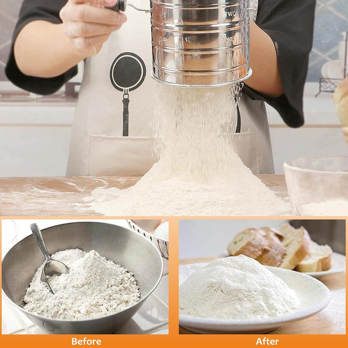 HULISEN 5-Pc Biscuit Cutters, Flour Sifter, Pastry Scraper, Dough Blender