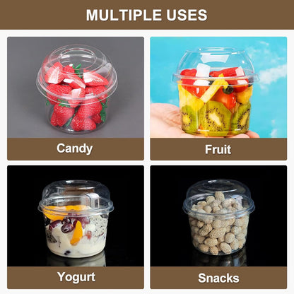 Disposable Food Containers With Lids And Spoons 50 Pack 12 oz Mini Parfait Dessert Cups Take Out Meal Prep Salad Bowls For Lunch, Plastic Ice Cream Bowls Pet, Acai Bowl, To-Go Party Containers(12oz)