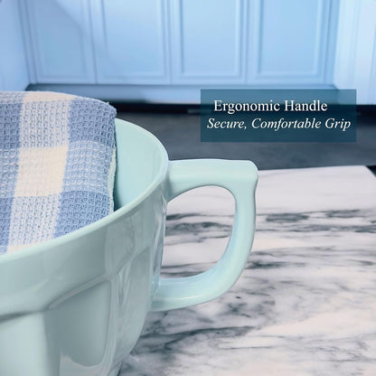 UP 4.3 Quart Latte Style Melamine Batter Bowl with Pour Spout and Handle, Professional Mixing Bowl with Non-Slip Base, Ideal for Pancake and Cake Batter, 11.5 x 8.75 Inch, Mint Blue