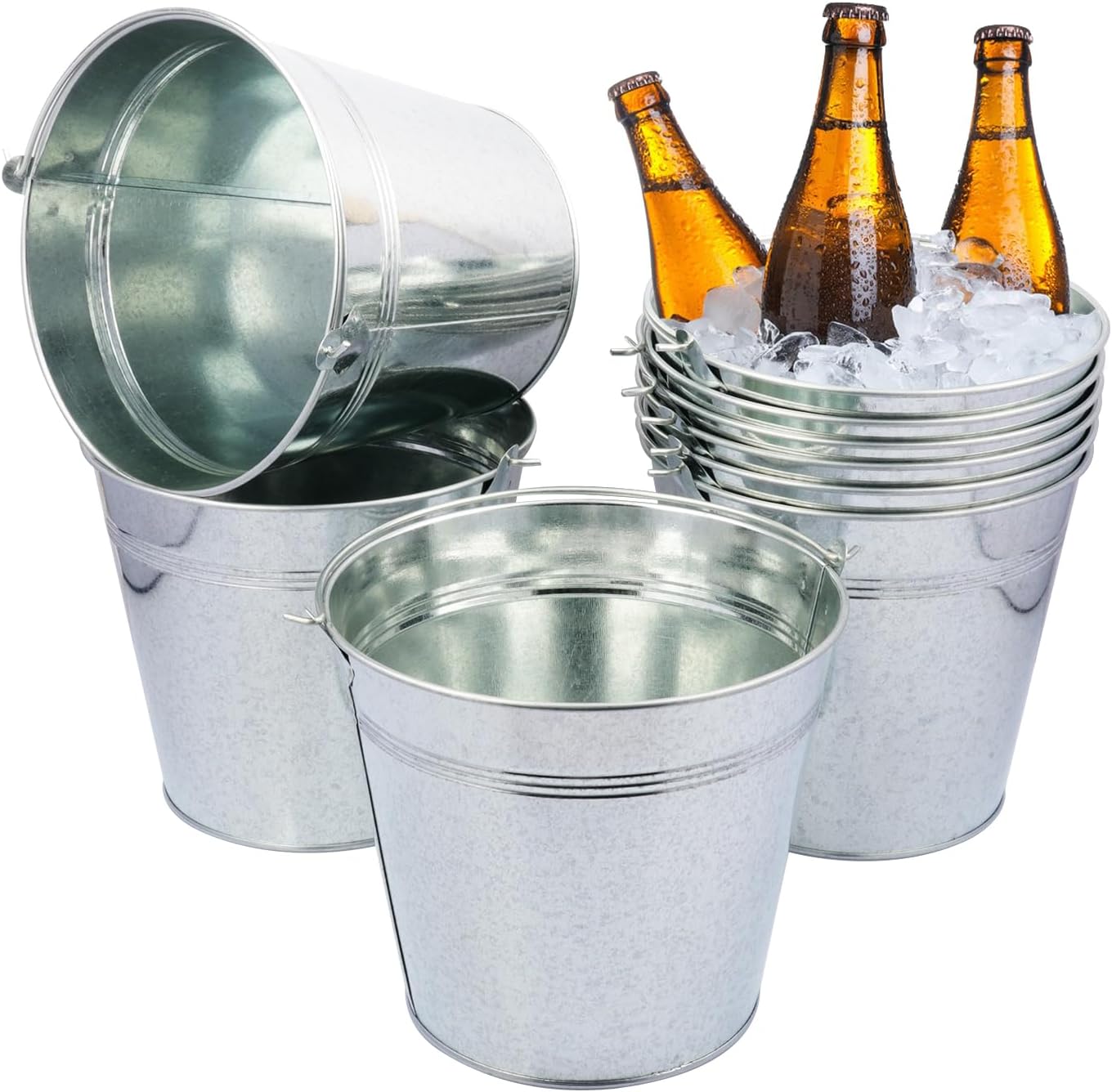3 Pack 15.3" x 9" x 6" Yellow Metal Galvanized Tub with Handles, 3 Gallon Large Beverage Tubs for Parties, Beer, Wine, and Cocktails, Rust-Proof and Durable Ice Buckets