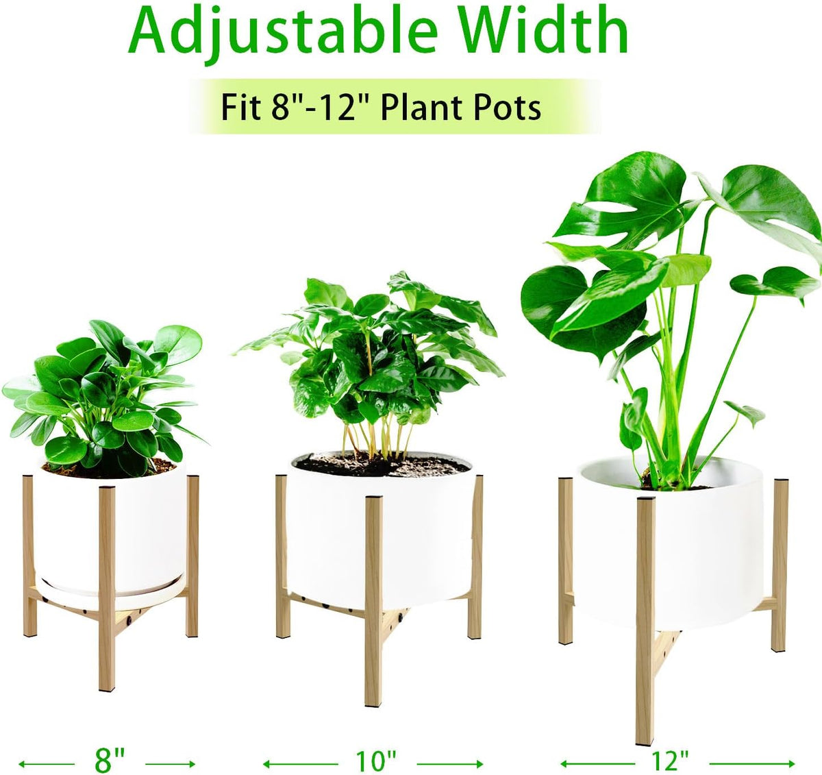 Airpark Plant Stand Indoor Adjustable, Metal Modern Plant Stands, Heavy Duty Stable Plant Pot Flower Holder Indoor Outdoor Corner, Fit 8 9 10 11 12 inch Pots, Black (Pot & Plant Not Included)