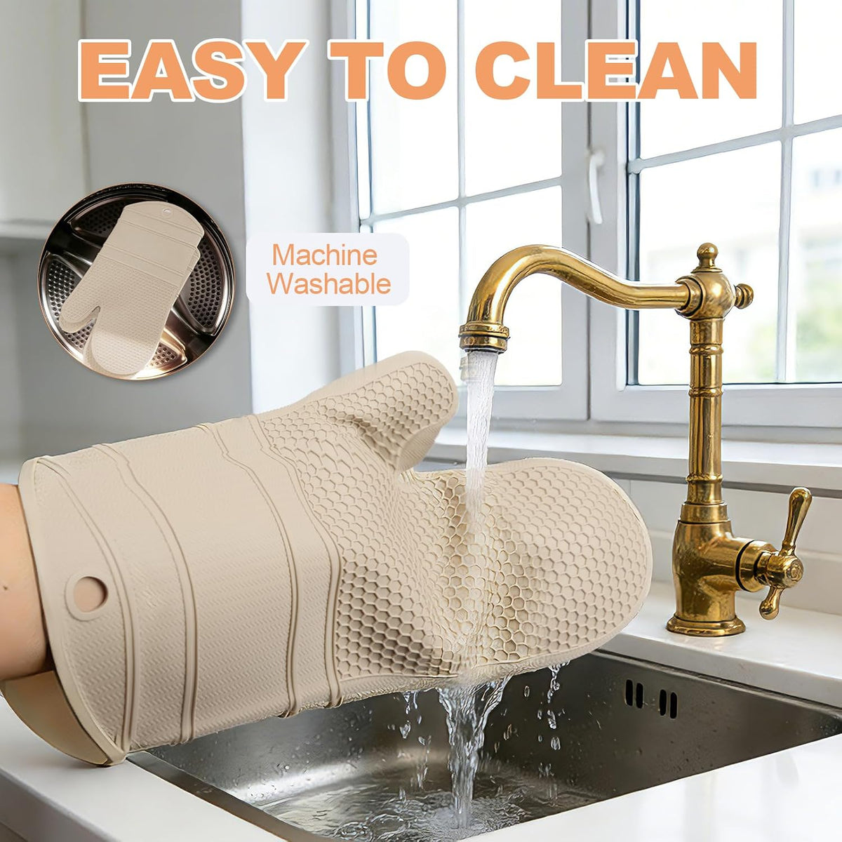 Yutat Silicone Oven Mitts - Oven Mitts and Pot Holders Sets Made of Non-Slip & BPA-Free Silicone, High Heat Resistant 500 Degrees, Perfect for Kitchen Cooking Baking BBQ, Peak Green