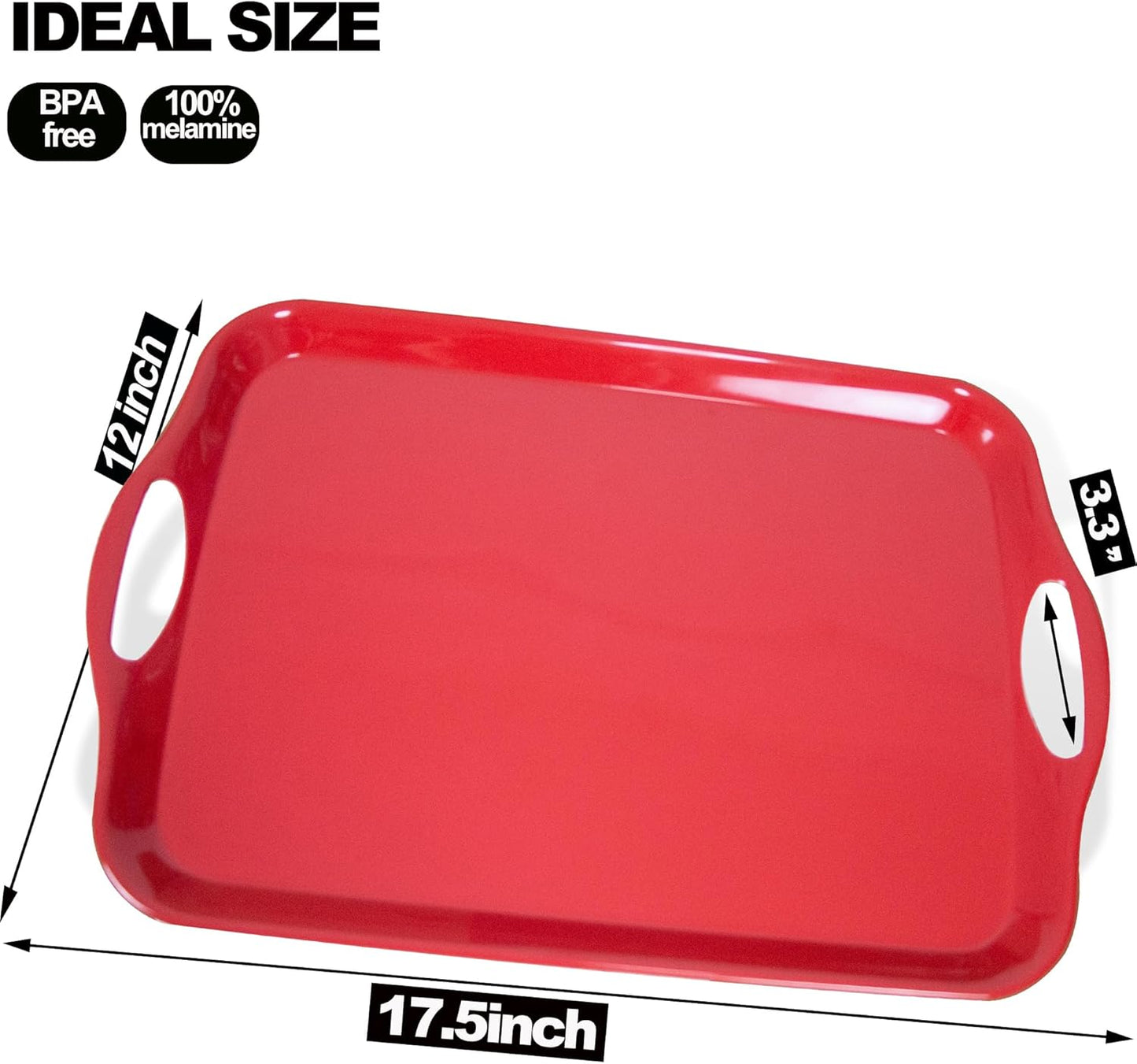 KAQAHIDO Large Melamine Serving Trays for Eating, 17.5’’ x 12’’ Serve Platter for Appetizer, Charcuterie, Food, Snack, Cupcakes, Dessert, BPA-Free, Dishwasher Safe Tray, Set of 2, White