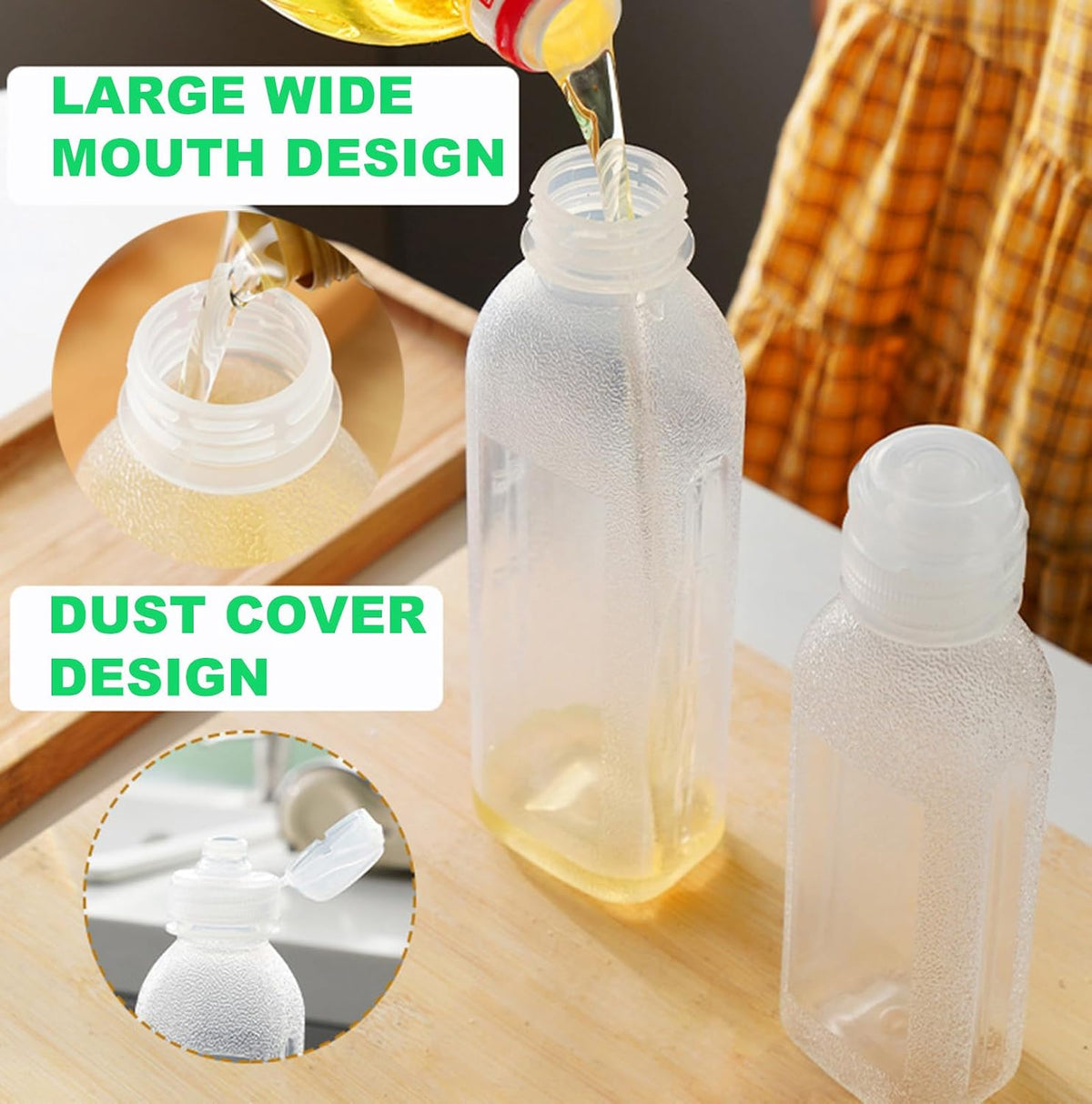 WAYDA Condiment Squeeze Bottles,6 Pack Squeeze Bottles for Sauces, Ketchup Salad Dressing Container, 17oz Plastic Bottles with Squeeze Top for Liquids, BBQ Sauce, Oil