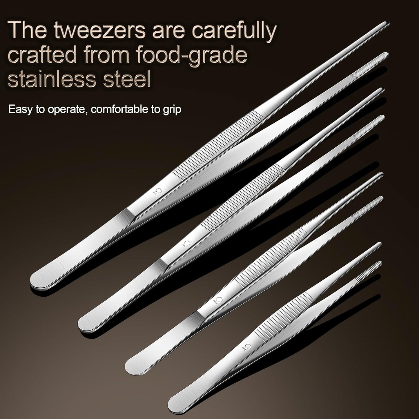 Aniso 6 Inches Stainless Steel garden tweezers | Precision Serrated, Non-slip handle For Hand-Made，succulent，Pick up an ice cube Kitchen and Dining Room