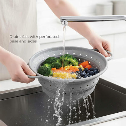 2‑Quart Silicone Collapsible Colander & Kitchen Collapsible Strainer