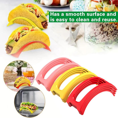Taco Holder Stand, 6/12Pcs Taco Tray Plates Racks Stackable Colorful Taco Bar Serving Set, Fondue Pot for Burritos, Nachos, and Fajitas Yellow 6pcs