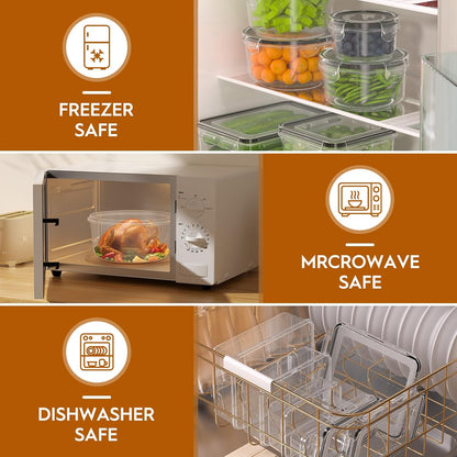 40 PCS Food Storage Containers with Lids Airtight (20 Containers & 20 Lids), Leak proof Meal Prep Container Set for Kitchen Storage, BPA-free, PVC-free Plastic, Microwave/Dishwasher Safe, Labels & Pen