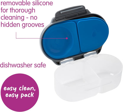 b.box Snack Box 2-Pack - Leak Proof Mini Bento Box for Kids & Toddlers, 2 Compartment Snack Containers for Kids, Dishwasher Safe, BPA-Free, PFAS-Free, Ages 4mo+, 1 3/4 Cup Each (Strawberry + Lilac)