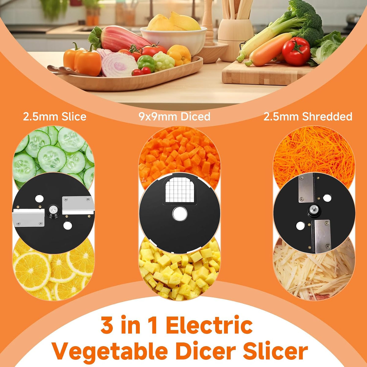 3 in 1 Electric Vegetable Dicer Slicer for Commercial & Home Use