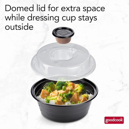 GoodCook Meal Prep Containers Set Microwave & Dishwasher-Safe Round Food Organizers with Labeled Compartments BPA-Free Food Storage Set with Snap Shut Lids Portion Control, 10-Pieces, Red