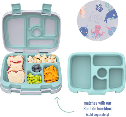 Bentgo® Kids Prints Tray with Transparent Cover - Reusable, BPA-Free, 5-Compartment Meal Prep Container with Built-In Portion Control for Healthy Meals At Home & On the Go (Mermaids in the Sea)
