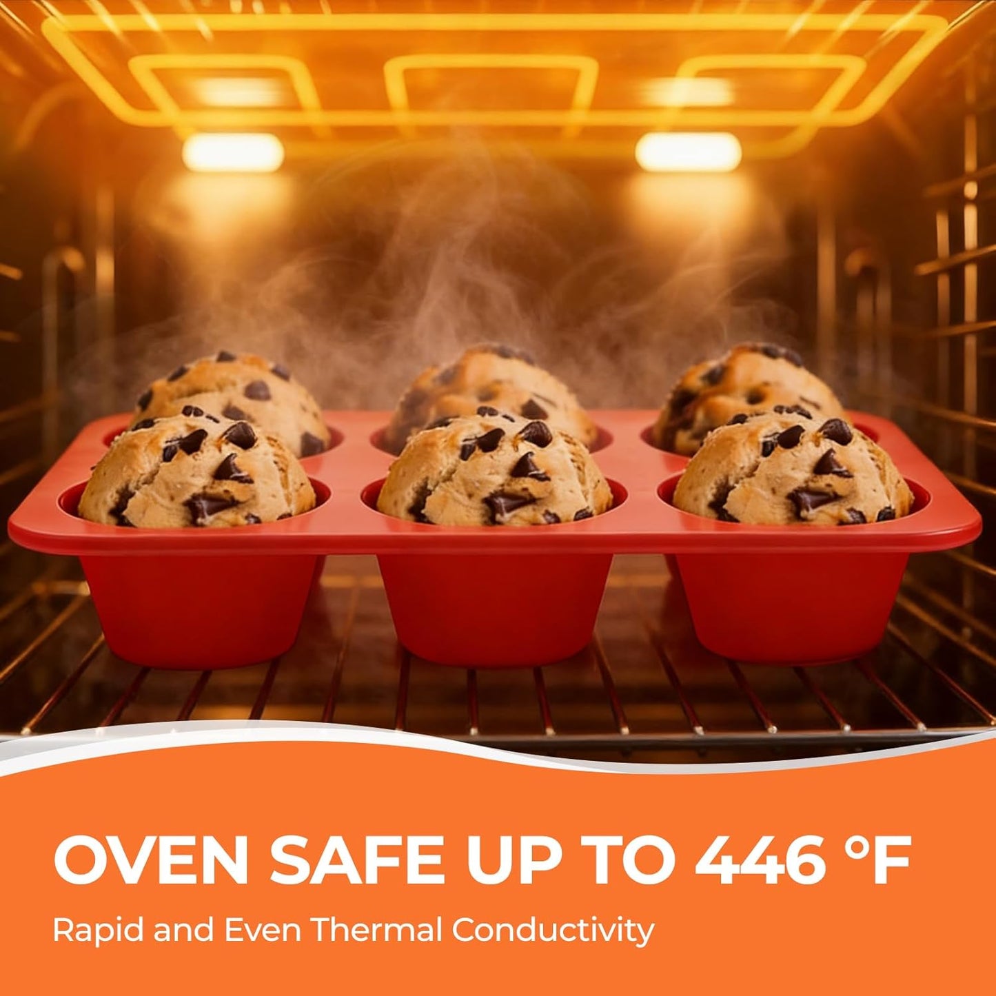 CAKETIME 12 Cups Silicone Muffin Pan - Nonstick Cupcake Pan 1 Pack Regular Size Silicone Mold for Baking