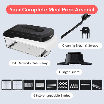 Fullstar Core Vegetable Chopper - Chop and Slice Lid - Food Chopper with Container, Veggie Chopper, Fruit Slicer, Onion Dicer - Meal Prep Essential - Kitchen Gadgets and Gifts (6-in-1, White/Black)