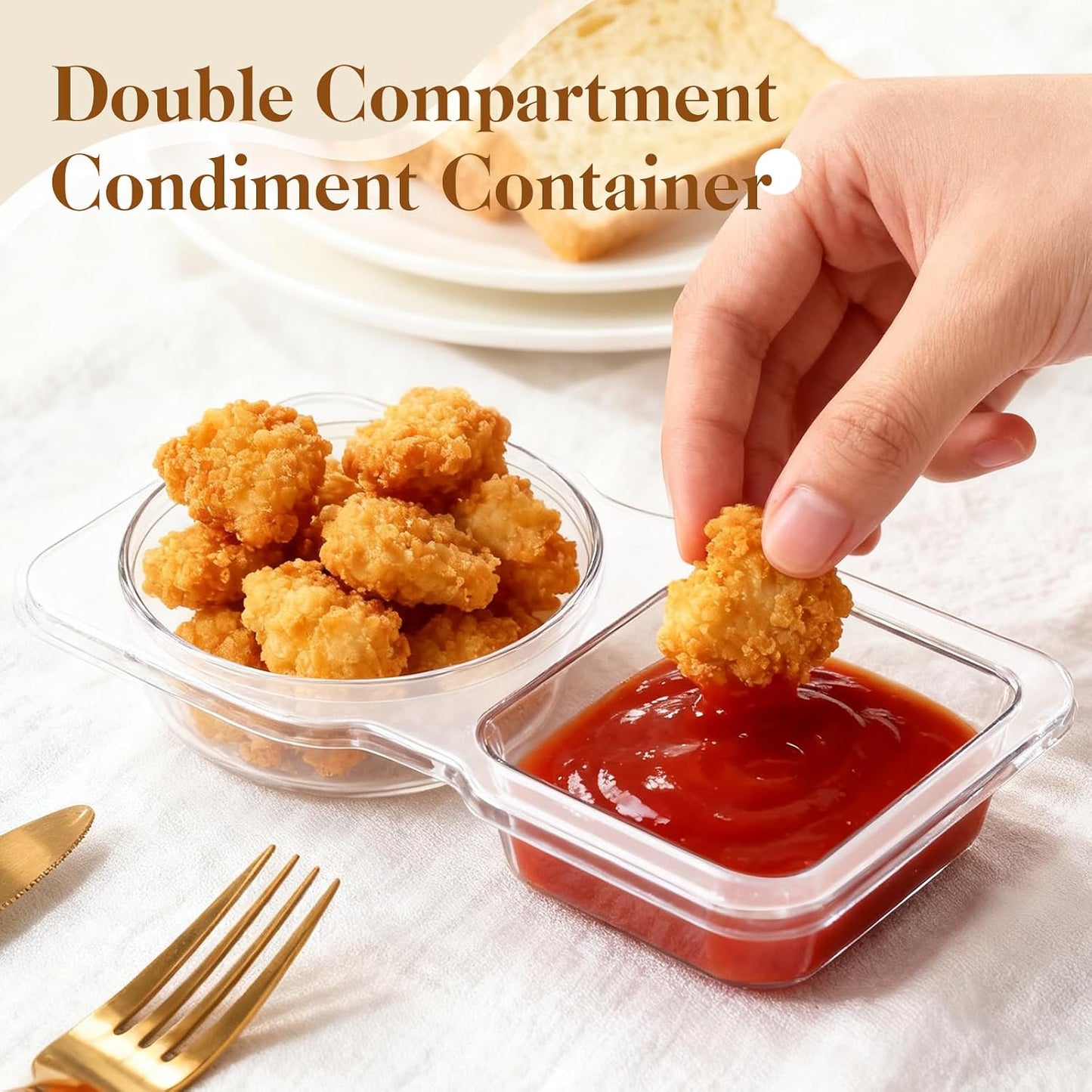 Reusable Snack Containers Compartment with Lids - 20 Sets Snack Containers, Double Snackle Box Compartment Condiment Containers, Snack Box for Sauce and Snacks